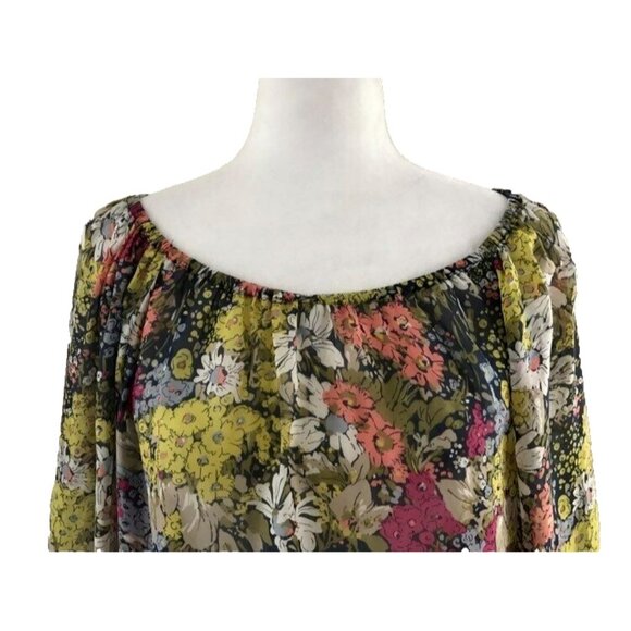 ANTHROPOLOGIE Edme & Esyllte 100% Silk Blouse Top Size XS Semi Sheer Floral - Picture 3 of 7